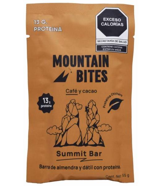 BARRA CON PROTEINA CAFE Y CACAO 55 G MOUNTAIN BITES P 10