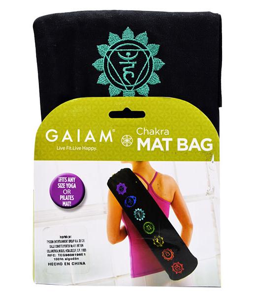 BOLSA NEGRA BORDADA PARA TAPETE DE YOGA GAIAM