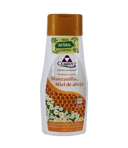 SHAMPOO CAPILAR DE MANZANILLA Y MIEL DE ABEJA 550 ML. CUARZO COSMETICS