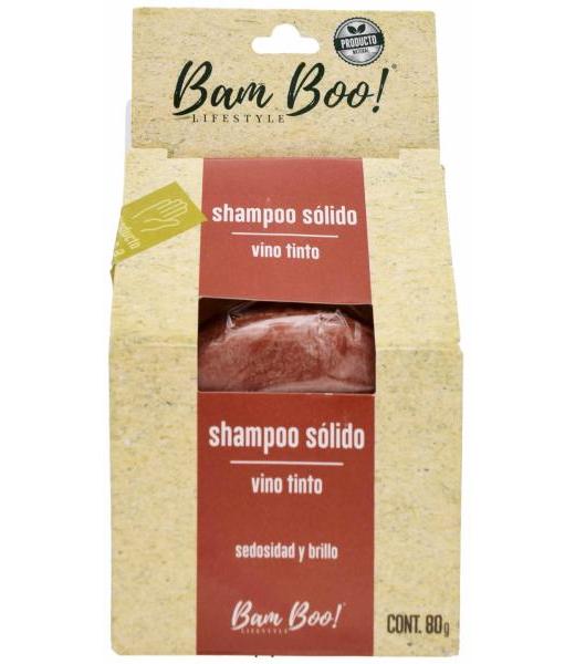 SHAMPOO SOLIDO VINO TINTO 80 G BAM BOO LIFESTYLE